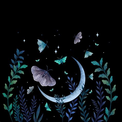 Moth Garden vintage nostalgia Painting by Eden Grant - Fine Art America