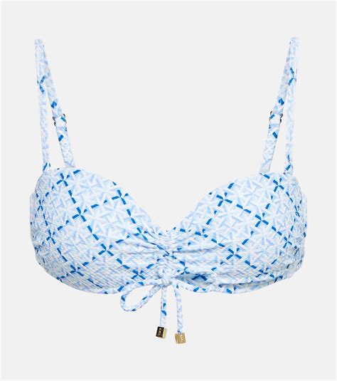 Grand Cayman Ruched Bandeau Bikini Top In Blue Heidi Klein Mytheresa