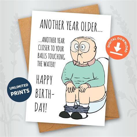 Funny DIGITAL Birthday Card Old Man Joke Download and Print at Home