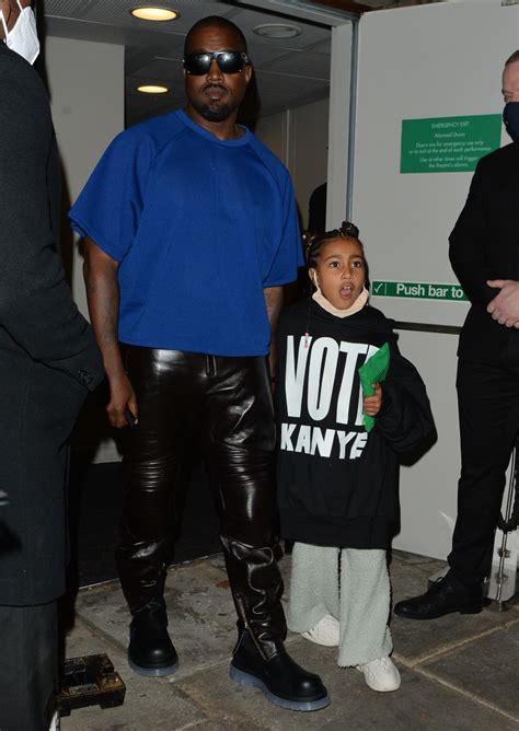 North West Wears a 'Vote Kanye' Hoodie With Dad Kanye West in London