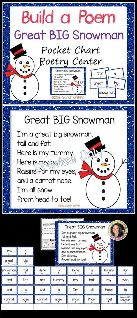 Build A Poem Great Big Snowman Pocket Chart Poetry Center Poetry