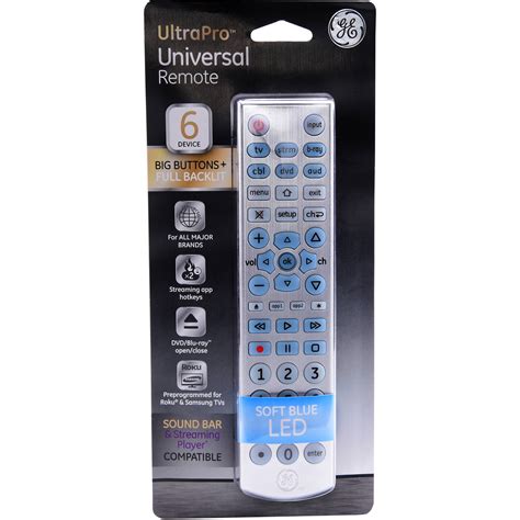 GE Universal Remote Control, 6 Devices, Brushed Silver – HYPROINC Media