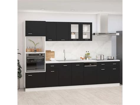 Derivado De Cozinha - 7 pcs conjunto armários de cozinha derivados de madeira preto