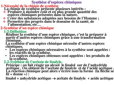 Solution Synthese D Especes Chimiques Studypool