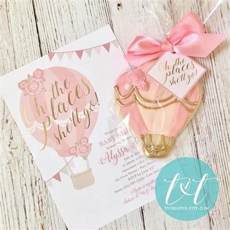 Hot Air Balloon Oh The Places She Ll Go Custom BABY SHOWER Invite 1st Birthday Invite DIGITAL