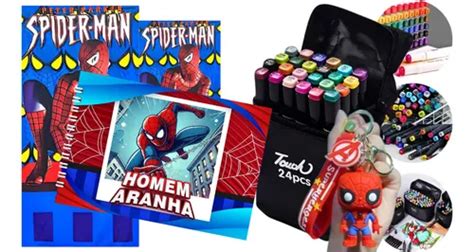 Bob Good Do Homem Aranha - Kit Livro Tipo Bob Goods Homem Aranha 24 Canetinhas Com Acessórios ...