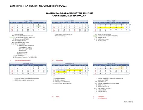 calvin academic calendar