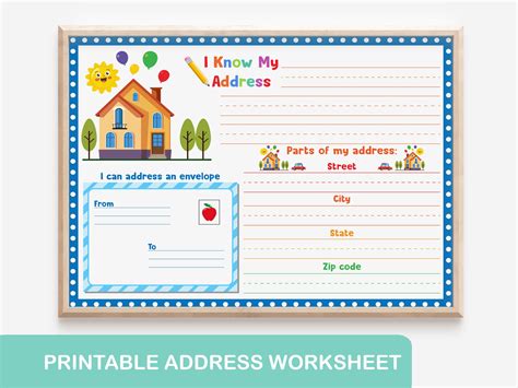 I Know My Address Kids Printable Life Skills Letter Address Worksheet