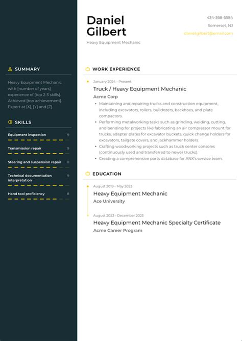 3+ Heavy Equipment Mechanic Resume Examples and Templates