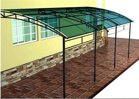 Навес из поликарбоната у ворот: виды и монтаж