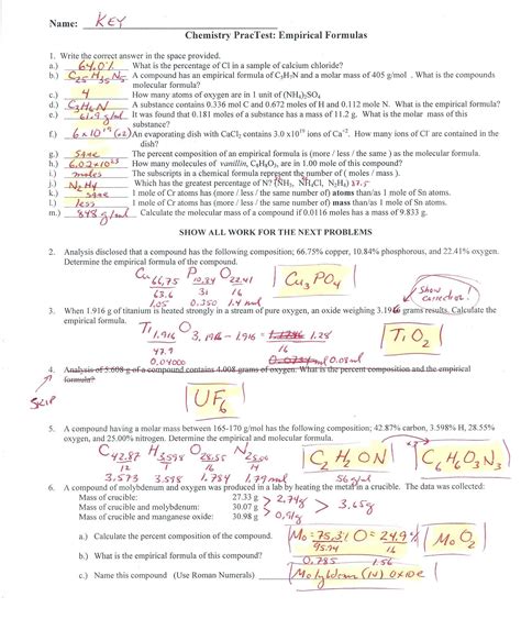Determining Empirical Formulas Worksheet Formulas Empirical