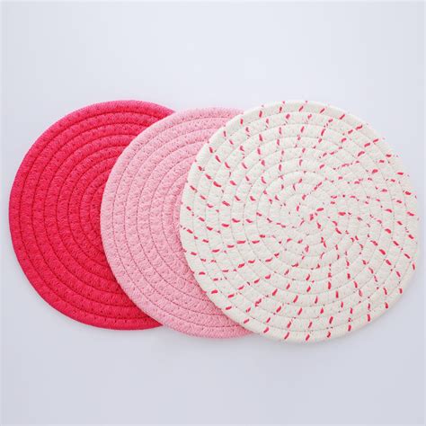 Round Cotton Trivets For Hot Pots Kitchen Pot Holders Set Pink Walmart