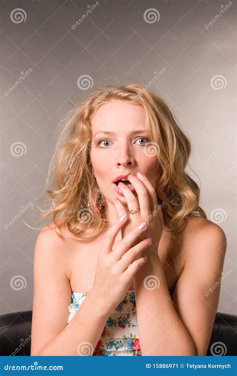 Portrait Of The Scared Woman Of Blonde Stock Image Image Of Beauty Human 15886971