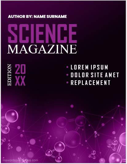 science magazine cover page templates   word