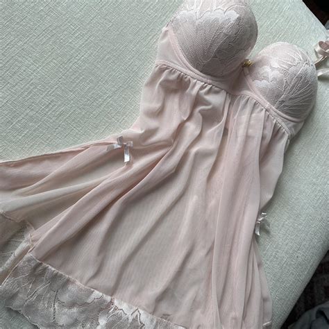 Baby Pink Sheer Lingerie Top Dress Push Up Depop