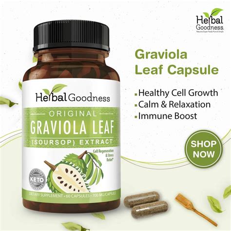 Graviola Soursop Leaf Extract Capsules 60 700mg Healthy Cell