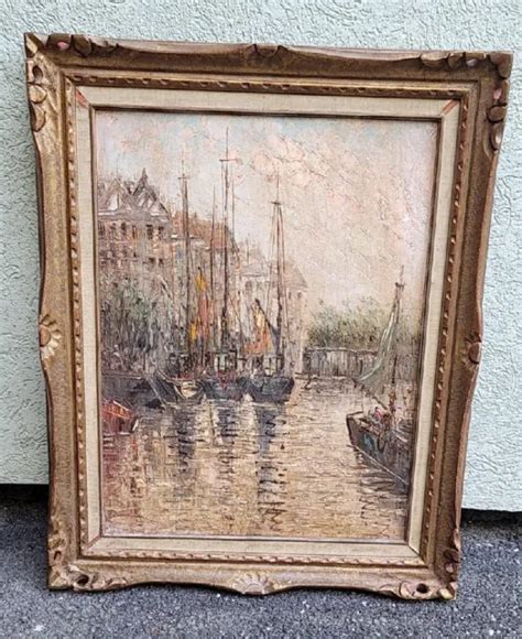 TABLEAU ANCIEN MARINE Huile Sur Toile Marouflée Sur Panneau Signé A