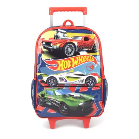Mochila De Rodinhas Escolar Hot Wheels Azul Luxcel Shopee Brasil