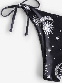 47 OFF 2022 ZAFUL Sun Star Moon Print Cutout Tie Bikini Swimwear In