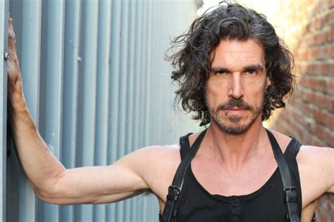 Mature Rebel Rocker Shows Emotion On Industrial Setting Stock Image Image Of Evil Metal