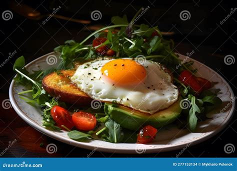 Huevos Revueltos Y Ensalada De Verduras Red Neural Ai Generada Foto De