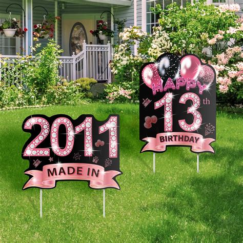 Amazon 2Pcs Rose Gold 40th Birthday Yard Sign Decorations For