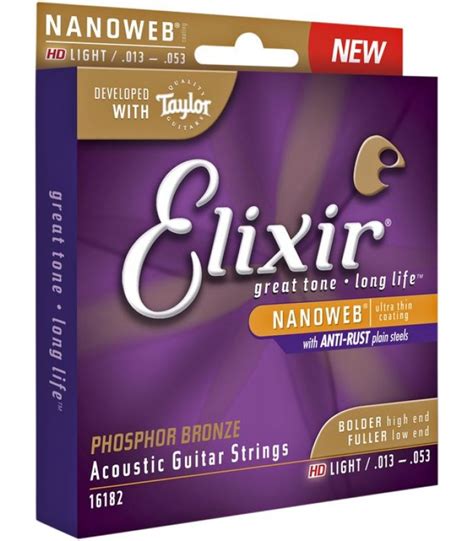 Elixir Nanoweb Acoustic 80 20 Bronze Strings 13 53 HD