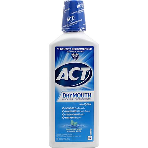 Act Mouthwash Anticavity Fluoride Dry Mouth Soothing Mint 18 Oz
