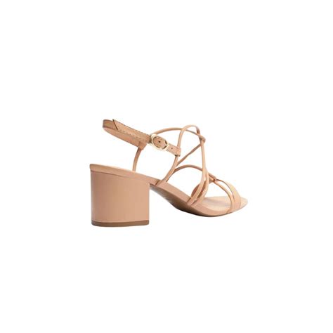 Sandália Arezzo Nude Salto Bloco Tiras Enlace