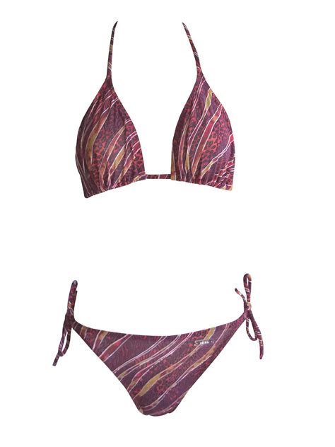 Neckholder Triangel Bikini Von Solar Tan Thru Durchb Unend B Cup Streifen In Dunkelrot Banjador