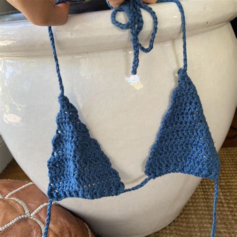 Handmade Crochet Royal Blue Bikini Depop