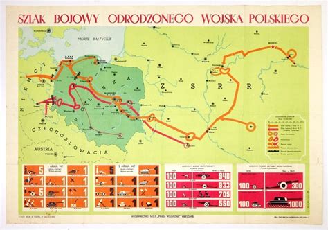 POLSKA ZSRR Szlak Bojowy Odrodzonego Wojska Polskiego Mapa Barwna