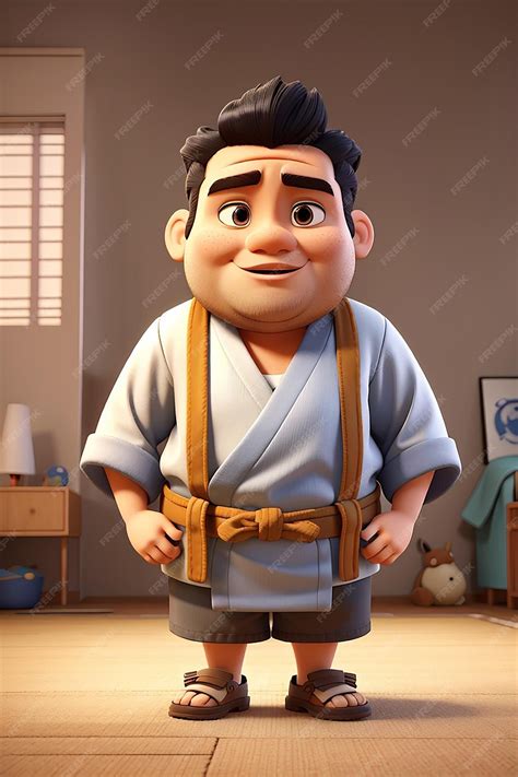 Premium Photo Sumo Referee Cartoon Dynamic 3d Animation