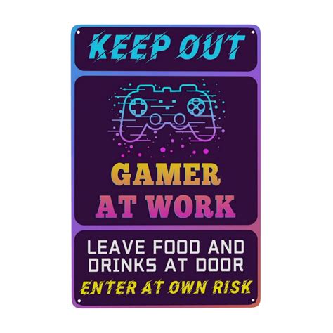 AEFER Keep Out Signs for Bedroom Door Retro Futuristic Metal Sign for