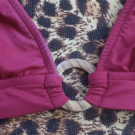 Early 2000s Burgundy Halter Bikini Top Super Depop