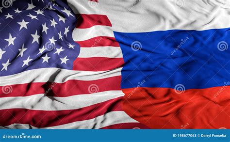 US Russia Combined Flag United States And Russia Relations Concept