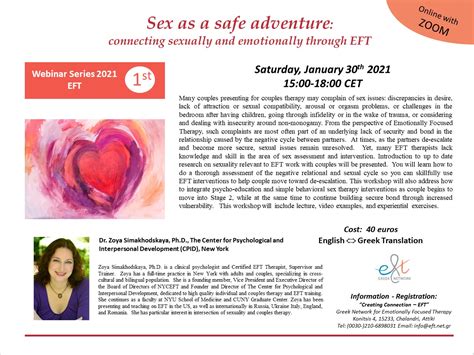 Sex As A Safe Adventure Connecting Sexually And Emotionally Through Eft Webinar Eft Greek