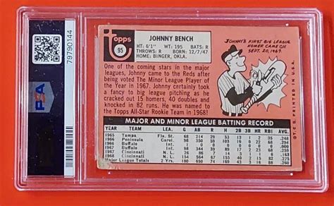 1969 Topps Johnny Bench ALL STAR Rookie Card 95 PSA 2 GOOD EBay