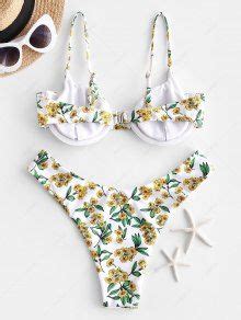 ZAFUL Floral Underwire High Cut Bikini Swimsuit In YELLOW ZAFUL 2024