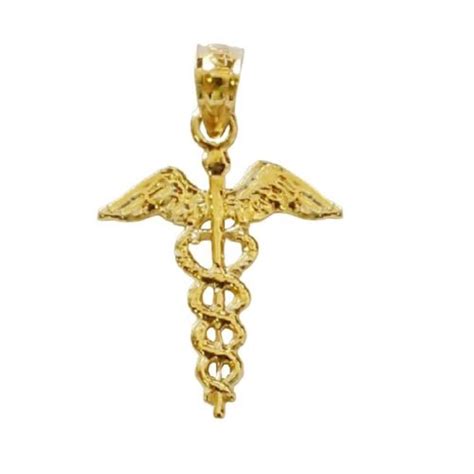 14k Yellow Gold Caduceus Medical Symbol Pendant Charm Made In Usa Ebay