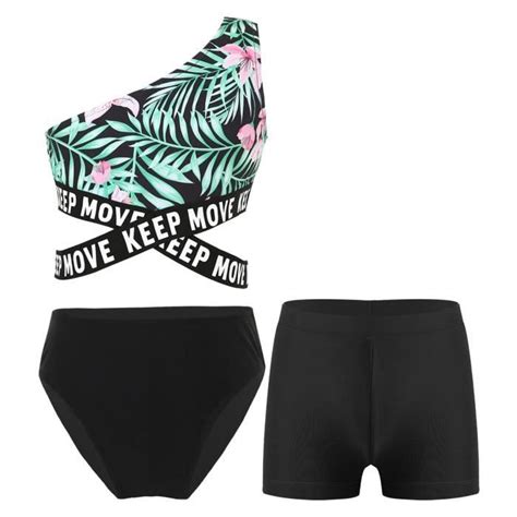IEFIEL Pieces Bikini Maillot de Bain Fille Enfant Tankini Imprimés avec Slip Short de Bain