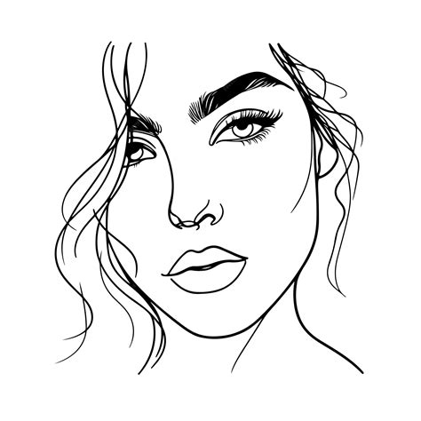 Premium Vector Beautiful Women Face Line Illustration