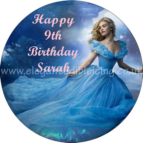 Princess Cinderella Personalised Round Edible Cake Topper