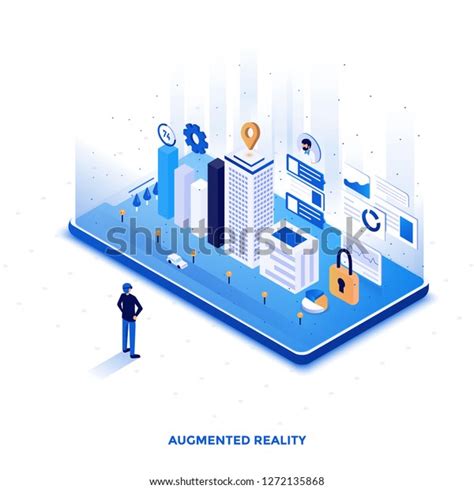 Modern Flat Design Isometric Illustration Augmented Stock Vector