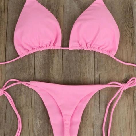 Conjunto De Bikini Cl Sico Para Mujer Traje De Ba O De Tres Puntos Color S