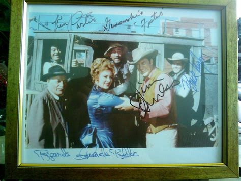 Gunsmoke Full Cast Autographed 8x10 Framed Rp Photo James Arness Festus Kitty Autographs Reprints