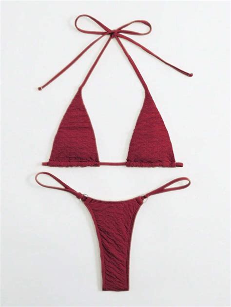 Shein Swim Sxy Bikini Costumi Da Bagno Estivi Di Colore Tinta Unita Sexy Per La Spiaggia