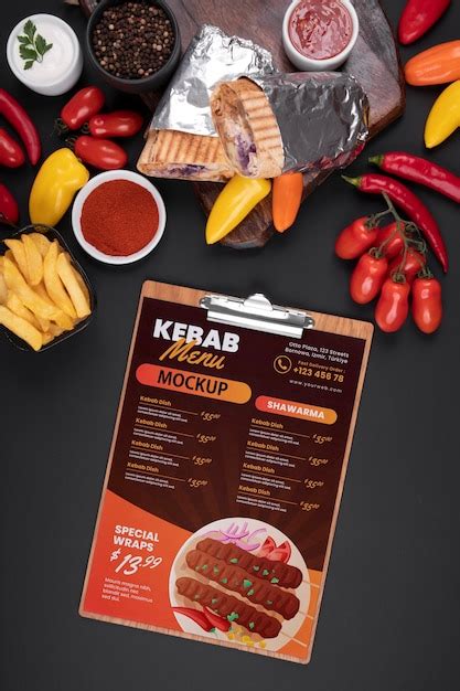 Premium Psd Kebab Menu Mockup Design