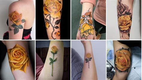 Lovely Yellow ROSE Tattoos For Girls 2024 Cute Yellow Rose Tattoos