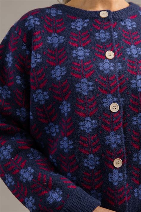 button  sweater navy floral  arrivals  blue door boutique